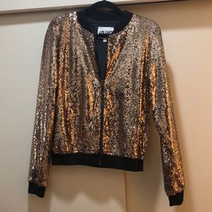 Gold sequins bomber jacket